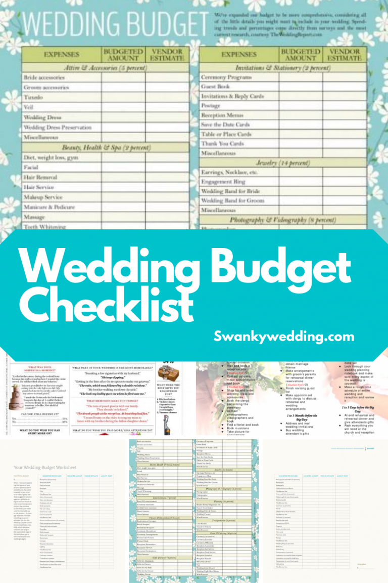 Wedding Budget Checklist - Swanky Wedding