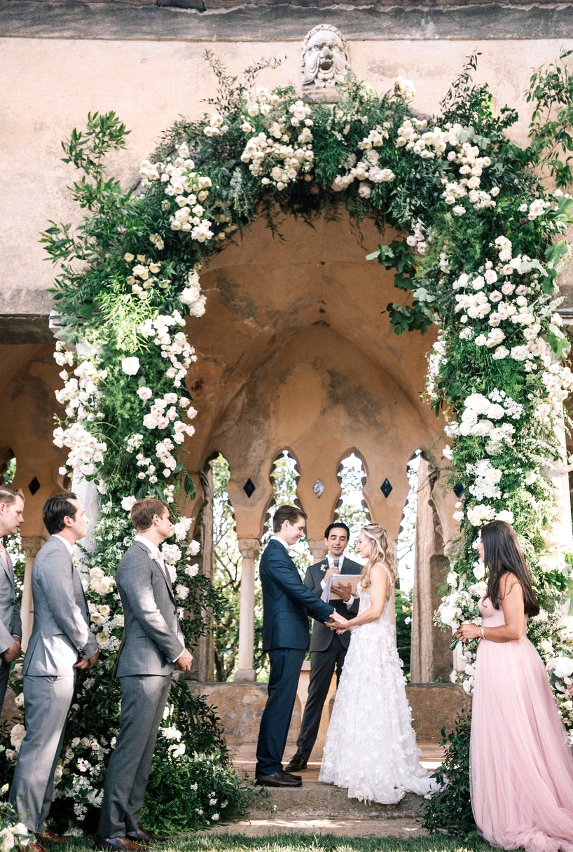 Villa Cimbrone Wedding Filled with Greenery and a Large Flower Arch ⋆ Ruffled