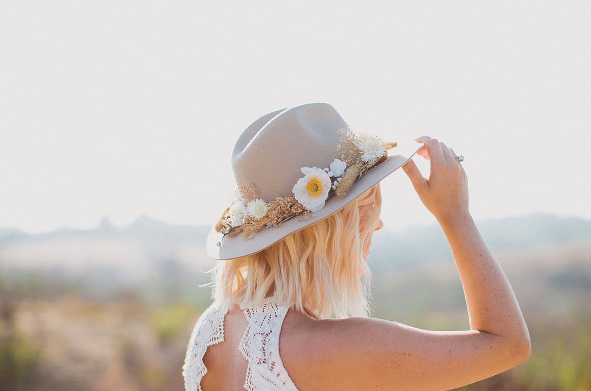 DIY Your Own Flower Hat For a Boho Wedding Look