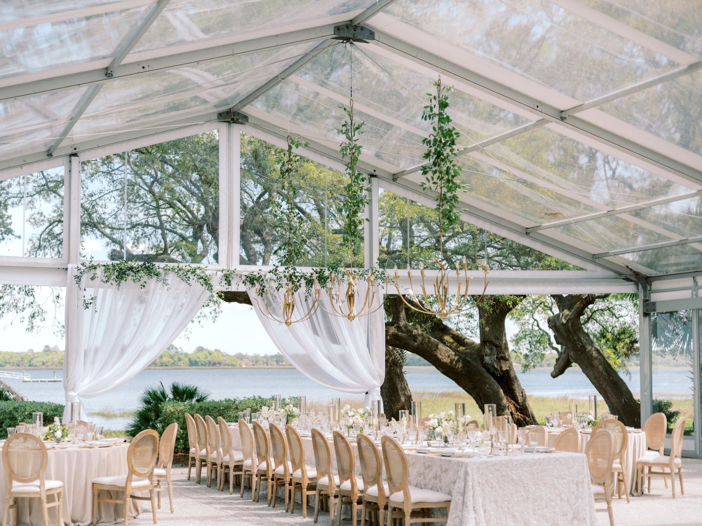 Coastal Wedding Inspiration with a Triple Floral Arch at Lowndes Grove in Charleston